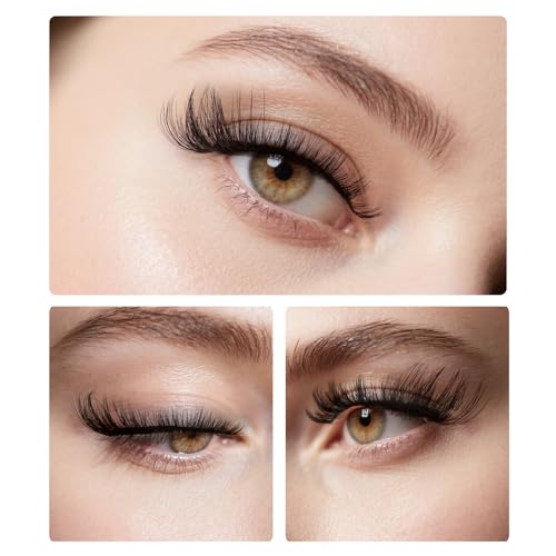 Faux Mink Lashes Fluffy Natural Look False Eyelashes Cat Eye Lashes Wispy Volume Lashes that Look Like Extensions 7 Pairs Black (Black)