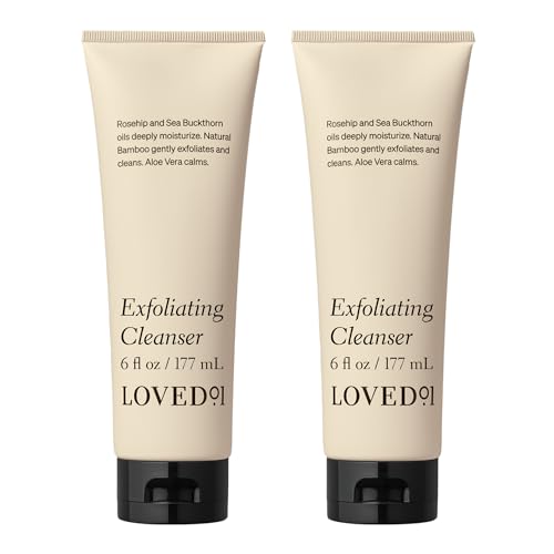 Loved01 Face & Body Exfoliating Cleanser, John Legend Skincare, Hydrating Exfoliant with Aloe, Improves Skin Texture & Tone, Mandelic Acid & Bamboo Powder for Gentle Exfoliation, 2-Pack (6 oz each)