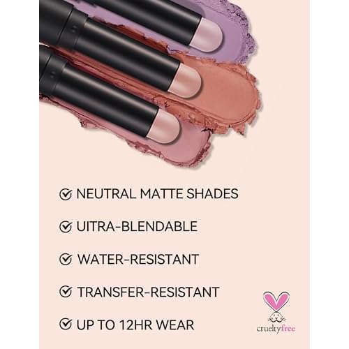 Erinde Waterproof Cream Eyeshadow Stick, Matte Nude Eye Shadow Sticks, Longwear Blendable High Pigmented, Neutral Eye Shadow Sticks Matte for Older Eyes, Smokey Eyeshadow Pencil Crayon, 19 Light Taupe