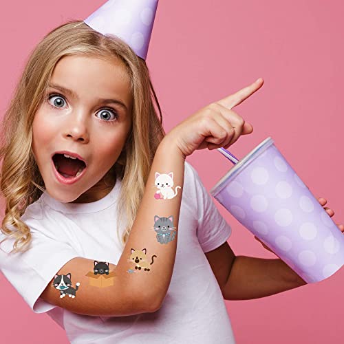 Kids Temporary Tattoos/Safe Non-Toxic/Pre-Cut Easy to Share/Party Favors/Classroom Prizes/USA Company/FDA Compliant (Kitten 36pk)