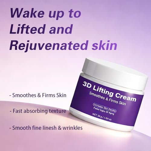 3D Lifting Night Cream, Anti-Aging Moisturizer with 17-Peptide Complex, Probiotic Facial Treatment for Face and Neck Wrinkles, 1.7 fl oz