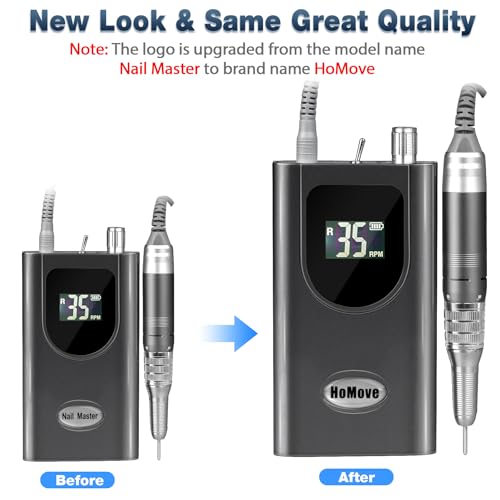Professional Nail Drill Machine, HoMove 35000RPM Portable Nail Drills, Rechargeable Efile Nails Drill, Low Heat Electric Nail File for Acrylic Gel Nails£¨Grey£©