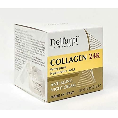 Delfanti-Milano ? COLLAGEN 24K ? Anti-Aging Night Cream ? Face and Neck Moisturizer with pure Hyaluronic Acid ? Made in Italy