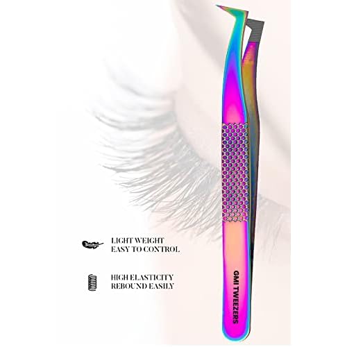 Fiber Tip Lash Tweezers- Pack of 4 Eyelash Extension Tweezers Professional- Lash Tweezers.