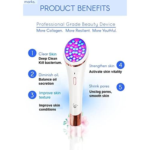Lyte Wireless DUO Red & Blue LED Light Therapy for Face includes Hyaluronic Serum Automatic Red and Blue LED Light Therapy Anti-Aging Wrinkle Reduction Device, White