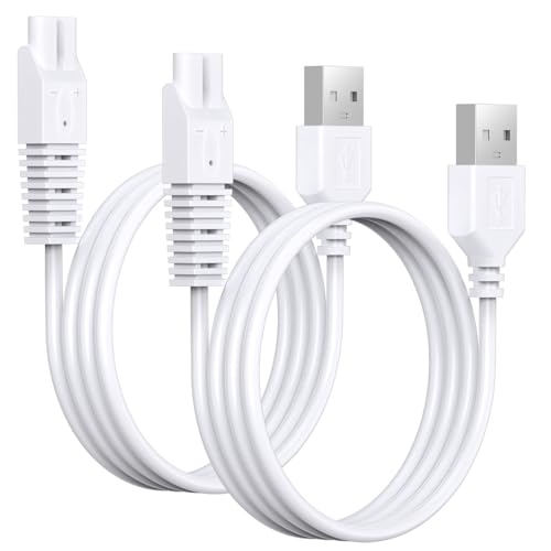 2Pcs Power Cord for Remington Smooth & Silky Electric Shaver WDF5030A, WDF4816NA, WDF4821US, WDF4825, Women¡¯s Shaver & Trimmer Replacement Charging Cable, White