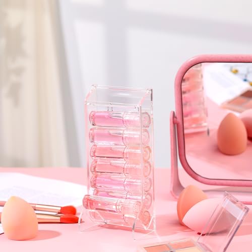 Weysat 2 Pcs Clear Acrylic Lip Balm Dispenser Organizer Holder for Lip Balm Containers Freestanding Counter Display Retail Stand for Lipsticks Glosses