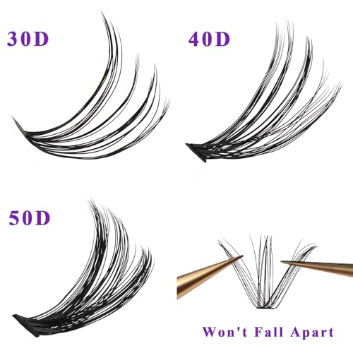30D 40D 50D Lash Clusters Wispy, 640PCS DIY Lash Extensions, Individual Lashes 10-18mm D Curl Lash Clusters Eyelash Extension at Home
