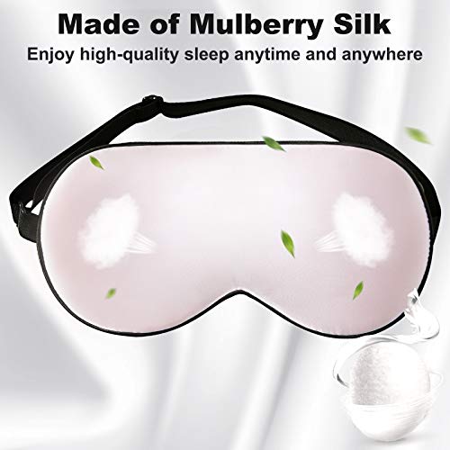 100% Natural Silk Sleep Mask for Relieving Fatigue & No Stimulation Breathable Eye Mask Summer Cool Mulberry Silk Eye Cover Blindfold for Night Sleeping, Nap & Travel (Pink)