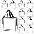 10 Pack Extra Large Clear Toiletry Cosmetic Bags with Zipper and Handle, 11.8 x 3.5 x 8.7 Inches PVC Plastic Makeup Waterproof Transparent Handbag & Travel Tote Pouch for Women Men