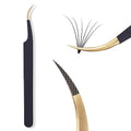 Camillash Fiber Tip Lash Tweezers For Eyelash Extension,Best Volume Professional Tech Tweezers,Artist Boot Isolation Fanning Nano Grip Precision Tools Supplies 90 45 Degree BlackCurved)