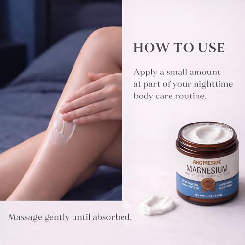 Magnesium Lotion for Sleep ? Relaxing Nighttime Magnesium Lotion with Tallow, Shea Butter & Aloe Vera, Gentle for Adults & Kids