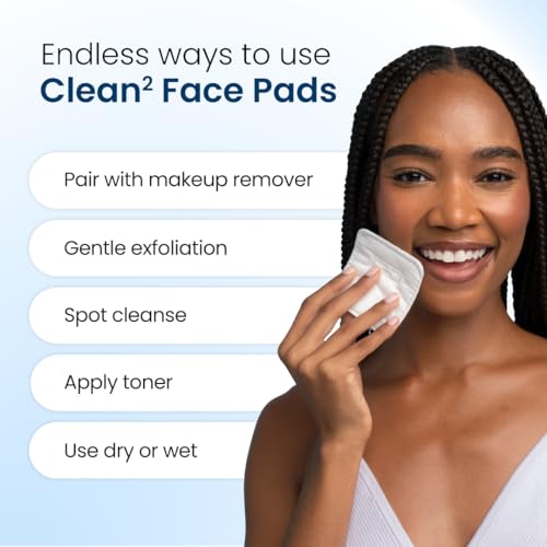Clean Skin Club Clean©÷ Pads 2.0 [New & Improved Edges] Guaranteed Not to Shed & Tear, Unique Triple Layers, Textured Side & Ultra Soft Side, Organic Disposable Cotton, Pair with Makeup Remover 2 Pack