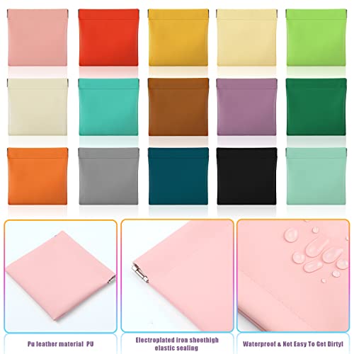 Hoolerry 30 Pcs Small Makeup Bag Portable Mini Women's Leather Pouches Self Closing Coin Purse Bulk Waterproof Lambskin Cosmetic Bag for Travel Lipstick Cosmetic Headphones Jewelry