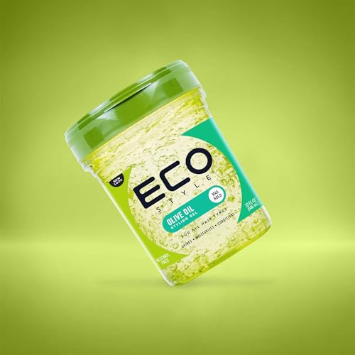 Ecoco Eco Style Gel Olive Oil - 100% Pure Olive Oil - Adds Shine And Tames Split Ends - Weightless Style - Nourishes And Repairs - Adds Moisture To The Scalp - Superior Hold - Healthy Shine - 32 Oz