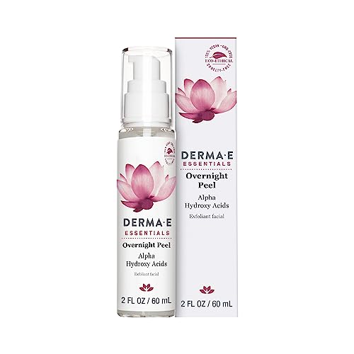 DERMA E Essentials Overnight Peel ? Vegan, Gluten-Free Nourishing Facial Exfoliant with Alpha Hydroxy Acid and Lactic Acid, 2 fl oz