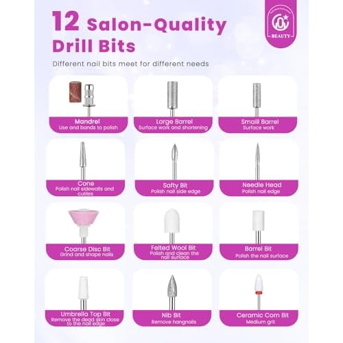 CozyZen Cordless Electric Nail Drill, 45000 RPM Rechargeable Diamond E-File, Portable & Low Noise for Acrylic/Gel Nails, Manicure & Pedicure - Professional & Home Use