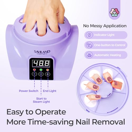 SAVILAND Nail Polish Remover Steam: Electric Steam Machine for Acrylic Gel Polish Removal Removal Nail Soaking Bowl Nail Polish Remover Soak off Bowl Nail Art Tool- Home & Salon Use