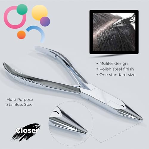 Suvorna Hair Extension Tools & Microlinks Hair Extensions Kit for Micro link & Micro Ring - Beads Opener, Beads Closener & Needle Hook Tool Kit - Japanese Steel Professional Hair Loop & Styling Tool