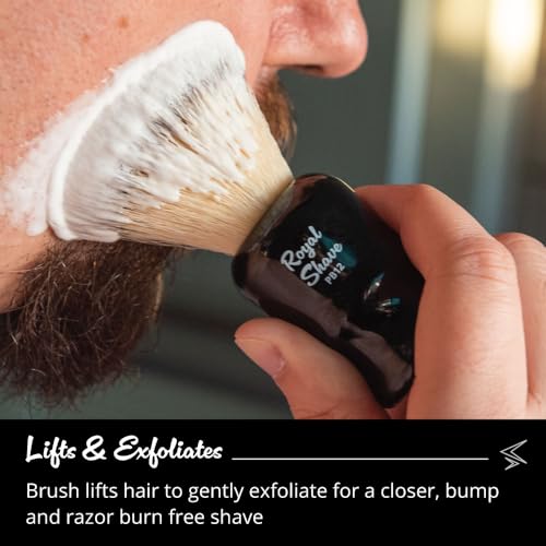 Vegan Shaving Brush by Royal Shave, Foluxe Synthetic Bristles, Badger-Free, Wet Shave Tool for Men & Women, Smooth & Comfortable (CREAM)