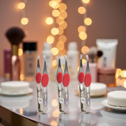 3Pcs Silver Tweezer With LED Light for Hair Removal Makeup Tool Eyebrow Eyelash Tweezers for Women Facial Hair, Lash Trimmer, Hair Ingrown for Tweezer, Women's Hair Removal Tweezers