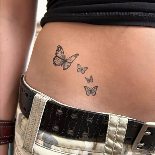 Black & White Butterfly Temporary Tattoos ? 15 Customizable Butterfly Temp Tattoo with Detailed Linework, Waterproof & Realistic, Lasting for 2 Weeks