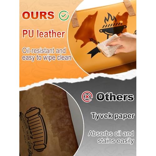 Apipi PU Leather BBQ Blanket for Resting Meat - 8.6" x 10" x16" Easy Clean Insulated Meat Resting Bag for BBQ Accessories, Grilling Valentine¡¯s Day Gifts for Men/Husband