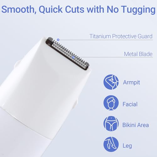 Shaver for Women, 6-in-1 Body Hair Trimmer, Facial & Pubic Hair Removal, IPX7 Waterproof Wet & Dry Grooming Electric Shaver Kit,Cordless Travel Razor with USB Charging Dock