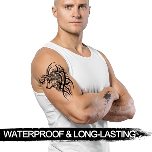 8-Sheet Waterproof Temporary Tattoos - Large Realistic Body Art for Men Women - Premium Fake Tattoo Stickers for Concerts & Beach Parties