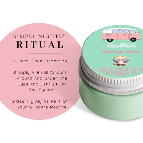 VanMan¡¯s Pearl Eye Cream with Grass Fed Beef Tallow ? Brightening and Smoothing Under Eye Cream with Wild-Caught Pearl Powder and Royal Jelly ? No Fillers, 0.5 Ounces