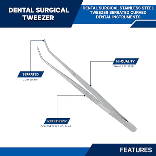 Stainless Steel Tweezers, with Curved Serrated Tip Multipurpose Tweezers Sewing Machine Tweezers Forceps for Craft Repairing (3)