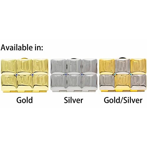 Stephanie Imports Set of 3 Double Sided Magnifying Rectangular Compact Mirrors Bubble Pattern (Gold)