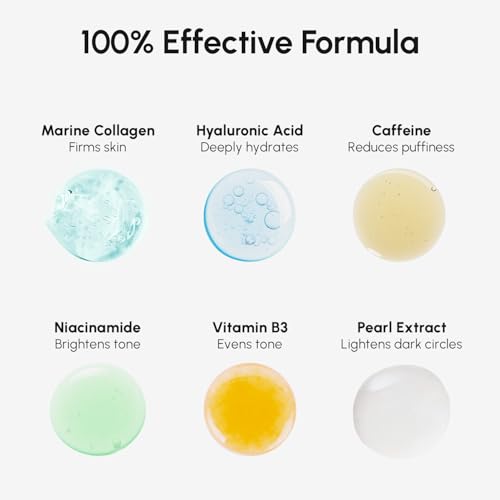 MAREE Hydrating Under Eye Patches for Puffy Eyes and Dark Circles ? Marine Collagen & Caffeine Eye Patches ? Brightening Eye Patche with Niacinamide ? Depuffing Eye Mask for Dark Circles and Puffiness