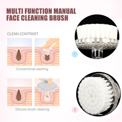 Exceart Manual Facial Cleansing Brush Pore Cleaning Brush Soft Face Exfoliator Scrubber for Deep Skin Clean White 1 97 Inch