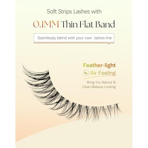 Eyelashes Natural Lashes Cat Eye 12MM Fake Eyelashes Wispy C Curl Lash Strips False Lashes with 0.1MM Clear Band 3D Volume False Eyelash Pack ChirpyLuna 7 Pair