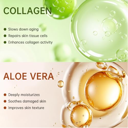 Pack of 10 Collagen Face Mask, Aloe Vera Polypeptide Collagen Facial Masks Skincare, Moisturizing Facial Sheet Mask for Acne, After Sun, Claming, Anti-Aging and Anti-Wrinkle