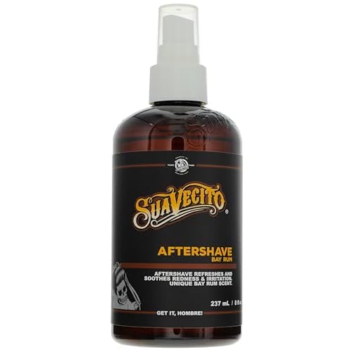 Suavecito Bay Rum Aftershave 8 oz. Pump Spray Bottle - Soothes and hydrates Skin, Prevents Irritation, Helps You Feel Refreshed & Revitalized - Subtle Masculine Fragrance Throughout The Day