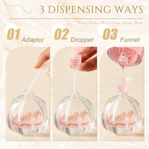 12 Pack 50ml/1.7oz Refillable Glass Perfume Spray Bottles, Empty Crystal Glass Fragrance Spray Bottles Bulk, Vintage Atomizer with Refill Tool for Travel, Home Decor(Pumpkin Gold)