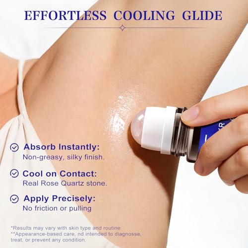 Cyperus Rotundus Oil Serum Roll-On with Rose Quartz, Targeted Post-Hair Removal Care, Helps Reduce the Appearance of Regrowth Over Time, Non-Greasy, 60 ml