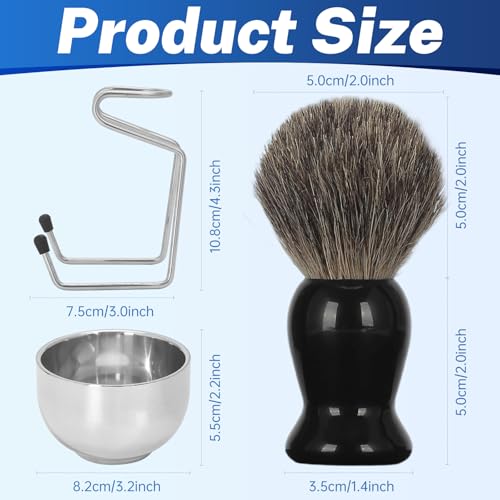 Shaving Brush Set for Men ? Pure Badger Hair Shaving Brush and Bowl, Exfoliating Shaving Cream Brush Gifts for Fathers Day