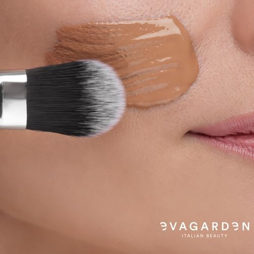 EVAGARDEN Fluid Foundation Brush 27 - Double Fiber Synthetic Yarn Bristles - Guarantees Precise, Uniform Application of Cream and Liquid - Releases Adequate Product for Neat, Smooth Finish - 1 Pc