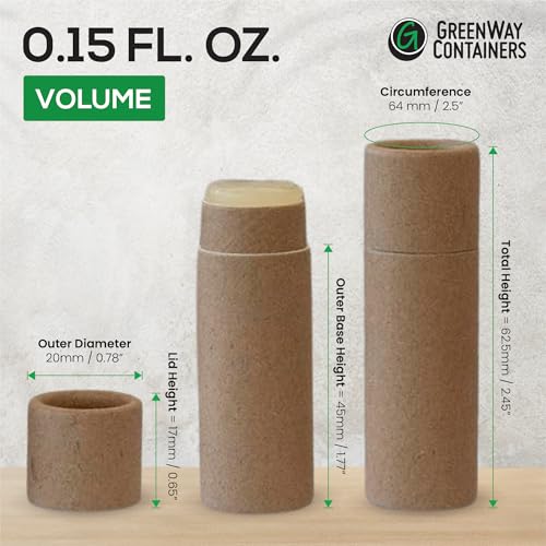 GreenWay 0.15oz / 4.25g Kraft Paperboard Lip Balm Tubes with Lids - 50 Pack Lip Gloss Tubes Refillable DIY Cosmetic Containers ? Extra Thick Push-Up Bottom Lip Balm Containers - Black