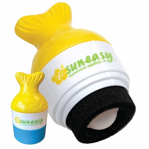 Sun-Easy Sunscreen Applicator, Refillable Roll-On with Sponge for Kids and Babies, Fun, Fast and Mess-Free application, Holds 80 ml, Fish/Blue Cap