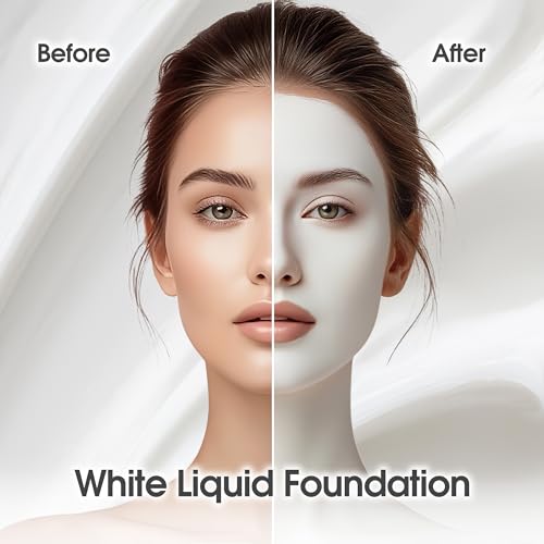 Clown White Face Paint, White Liquid Foundation Full Coverage Matte Flawless Finish Foundation for Goth Clown Makeup,Daily,Cosplay, Halloween Makeup