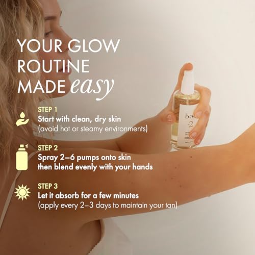 No.2 Self Tanning Water ? Fast-Drying, Streak-Free Spray Tan Mist for a Natural-Looking Gradual Self Tan ? Hydrating, Improves Elasticity & Smoothness ? Fragrance-Free, Sensitive Skin Safe, 100mL