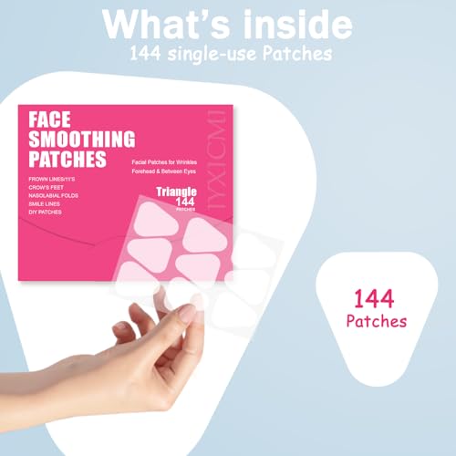 Wrinkle Patches for Face Overnight, Face Tape for Wrinkles, Facial Patch for Forehead, Eyes, Crows Feet, Smile Lines - 144 Count Adhesives Patches (Clear)