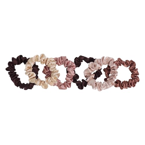 Goody Ouchless Skinny Satin Scrunchies, Frizz Fighting, No Damage Scrunchies, Gentle, Secure & Creaseless Hair Ties for Day and Overnight, All Hair Types, Gifts for Women & Girls, 8 Ct, Pink