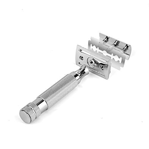 Classic Double Edge Safety Shaving Razor, Pure Copper Handle,1 Razor + 10 pcs Super Stainless Steel Blades