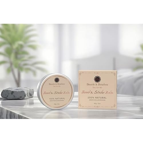 Beards & Bourbon's Beard Balm, Mustache Balm - Infused Mango Butter, Sweet Orange Oil, Grapeseed & Jojoba Oil for Ultimate Conditioning, for the Perfectly Groomed Beard 2oz