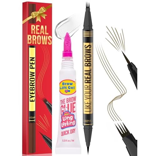 Vevivia Eyebrow Pen - Eyebrow Gel Clear, Dual-Ended Eye Brow Pencils for Women with 4-Fork-Tip and Precise Brush-Tip for Natural Hair-Like Strokes, Last All Day Eyebrow Pencil, Light Brown